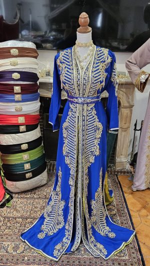 caftan marocain neuf doublé avec ceinture - Takchita deux pièces