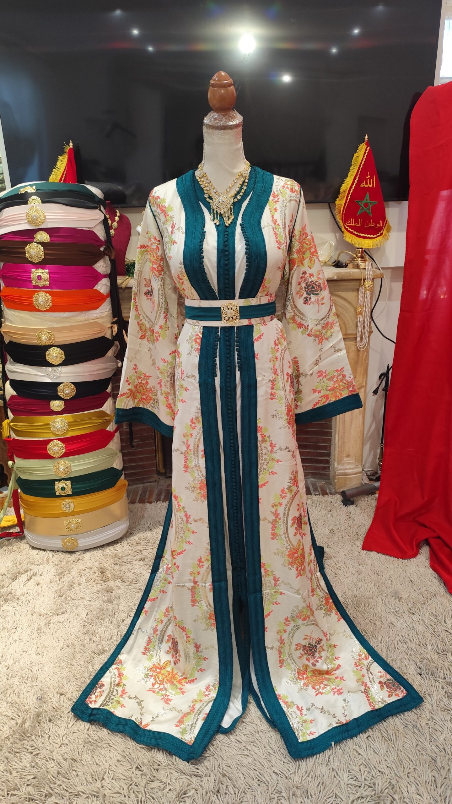 caftan marocain neuf doublé avec ceinture – Image 4